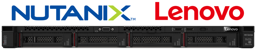 Nutanix - hiperkonwergenta platforma wirtualizacyjna czarny serwer rackowy i napis lenovo nutanix
